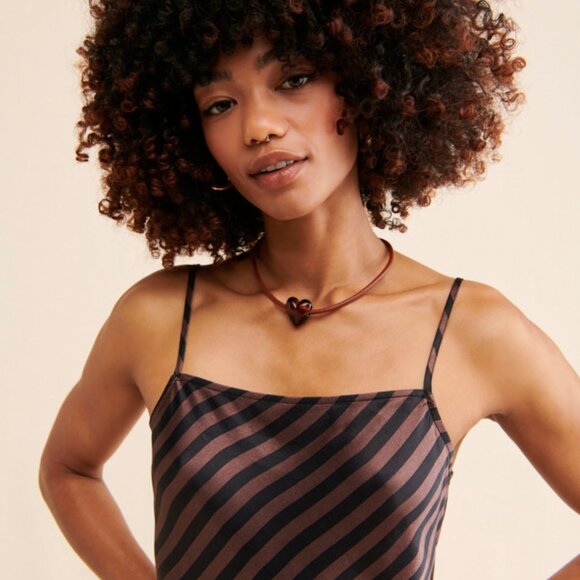 XL Mari Maxi Slip Dress - Brown & Black Stripes - Picture 5 of 5